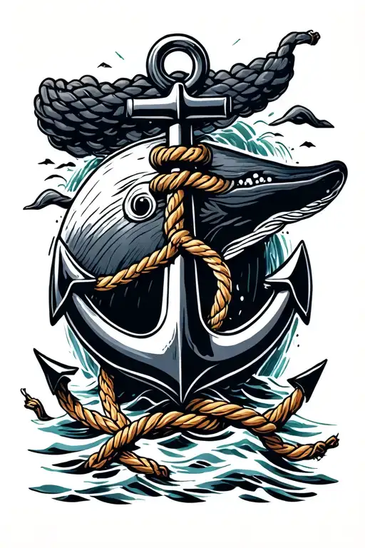 Anchor With Rope And The Whale