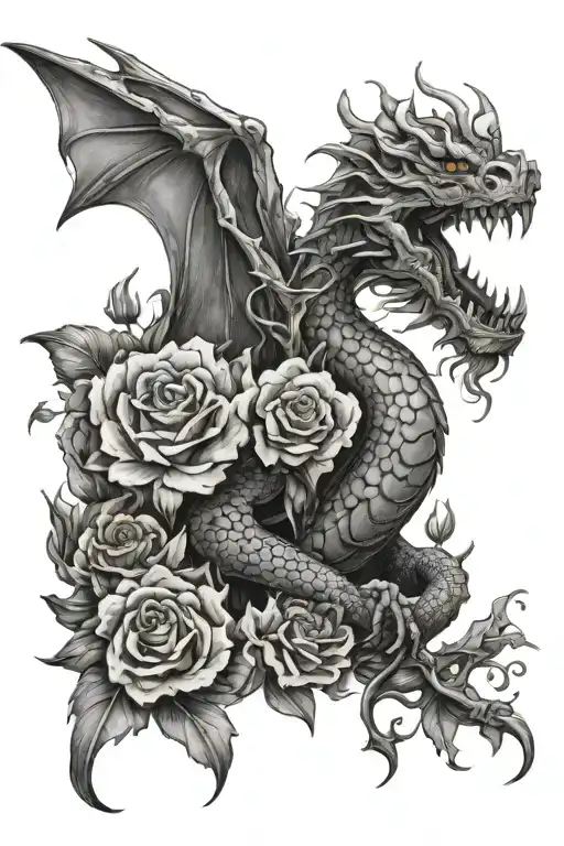 Dragon And Flowers