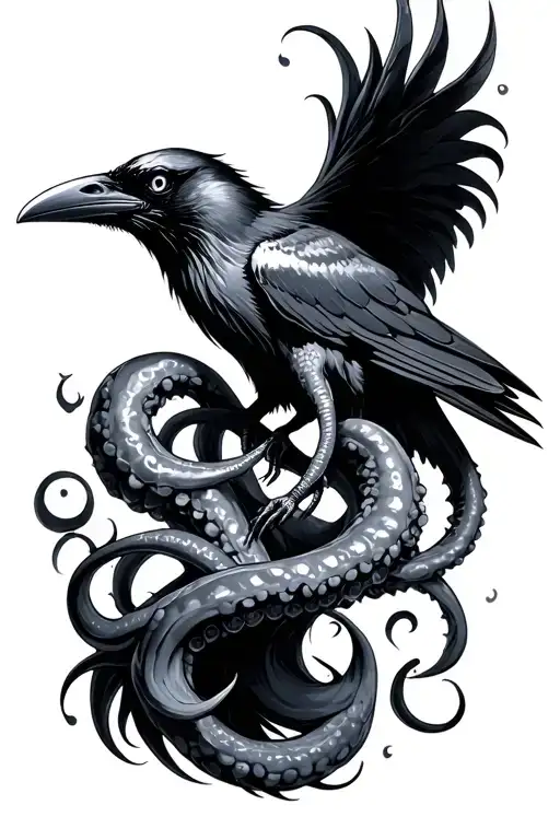 Raven With Cthullu Tentacles