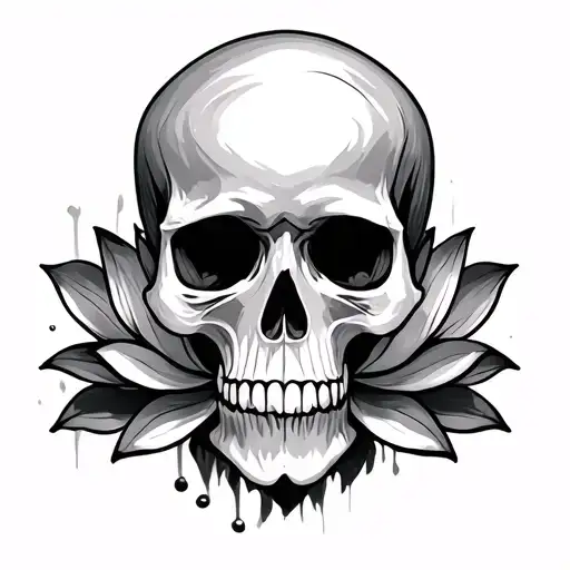 Skull And Lotus Flower