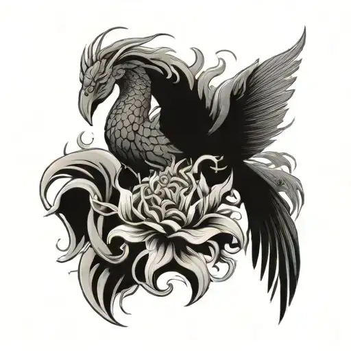 Scorpio And Phoenix Rising From The Ashes And Honey Comb Background