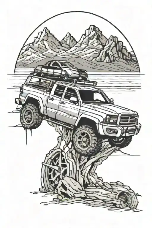 A Car And A Mountain In The Back Ground Paying Respect