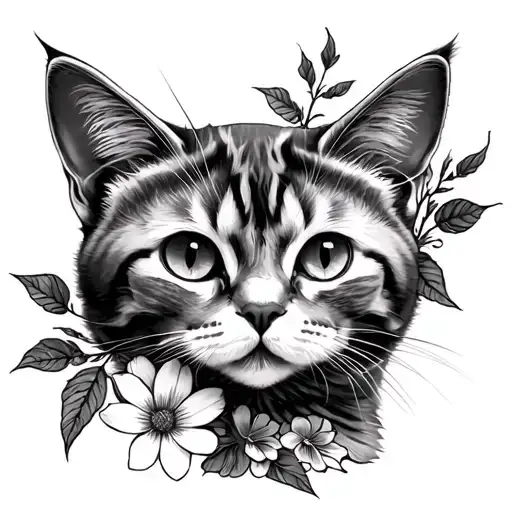 Flowering Cat With Flowers