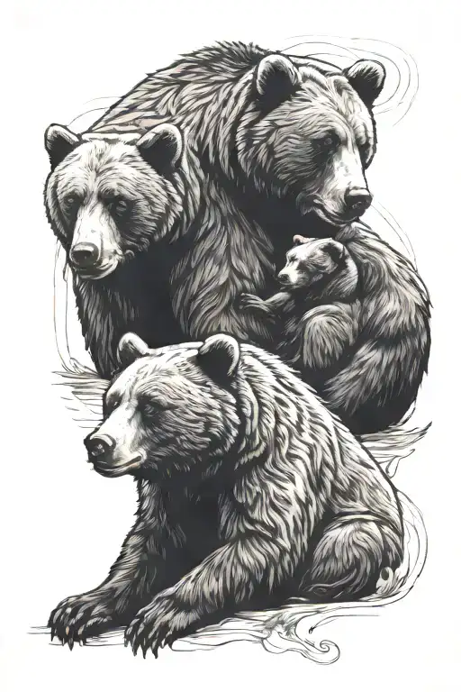 Papa Bear Sitting Side By Side