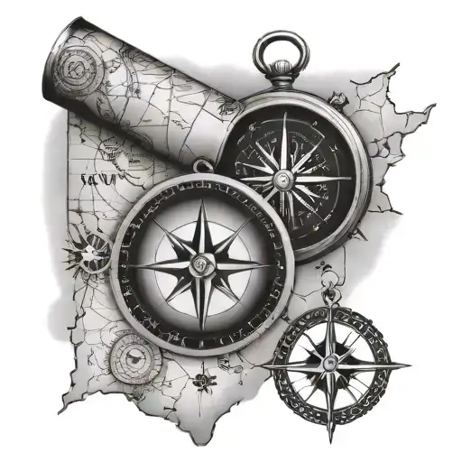Map And Compass Intertwined