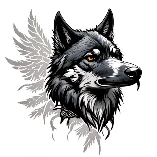 Wolf And Raven Head Vertical Arm