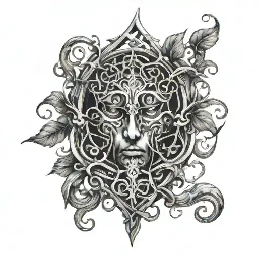 Corrupted Vines With Symbol In It And Eyes Gothic Theme Men
