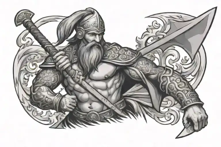 Russian Warrior With An Axe