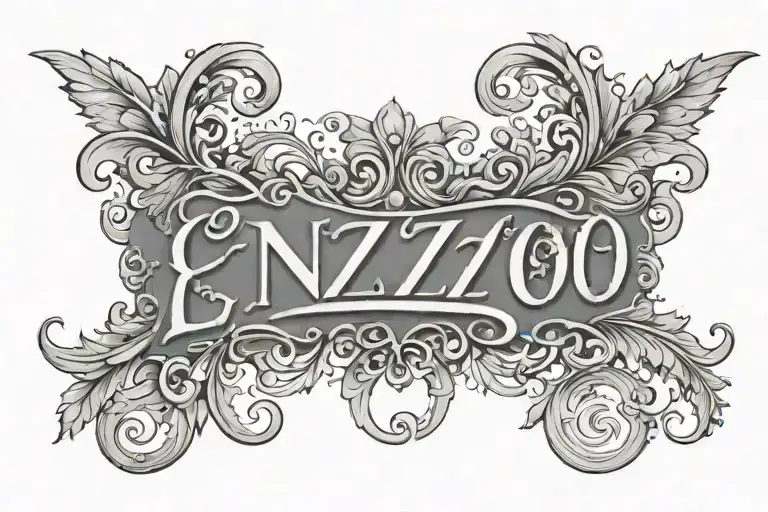 The First Name Enzo With A Fine Line Tattoo Writing