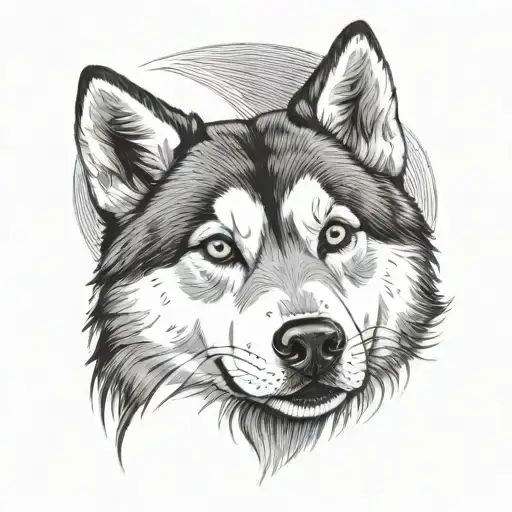 Husky Face Tattoo From The Front View
