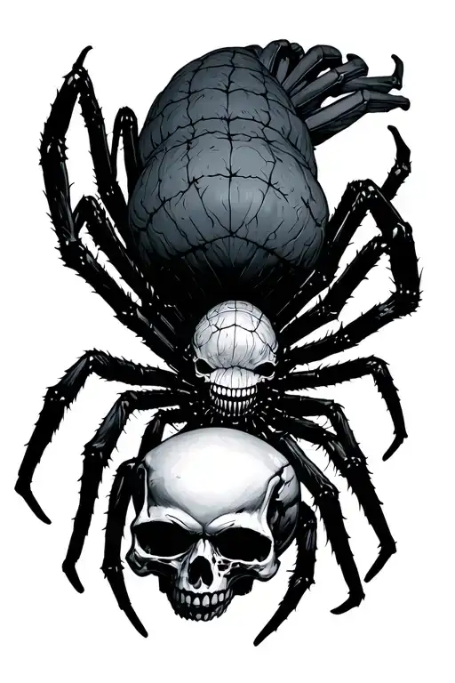 Spider On The Forearm With A Skull