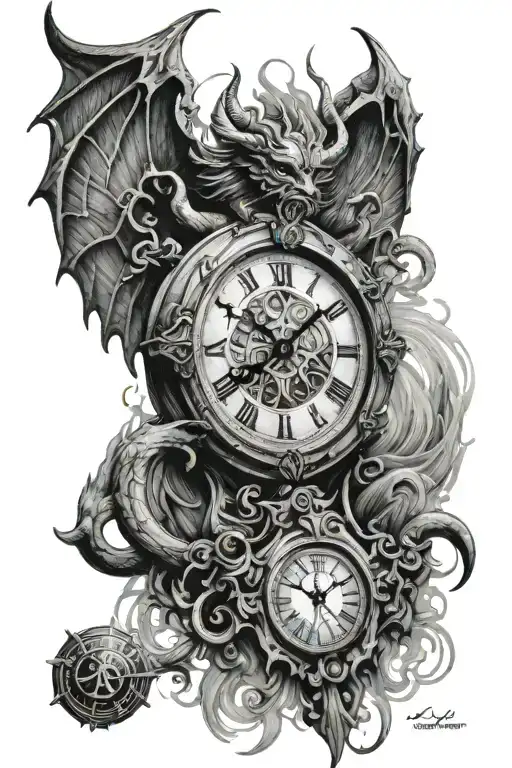 Clock Aurora Borealis Roman Numeral Tahitian Demon