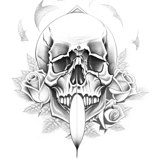 Skull And Roses And Bat