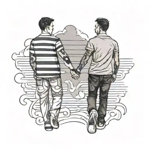Boys Holding Hands Gay Pride Flag