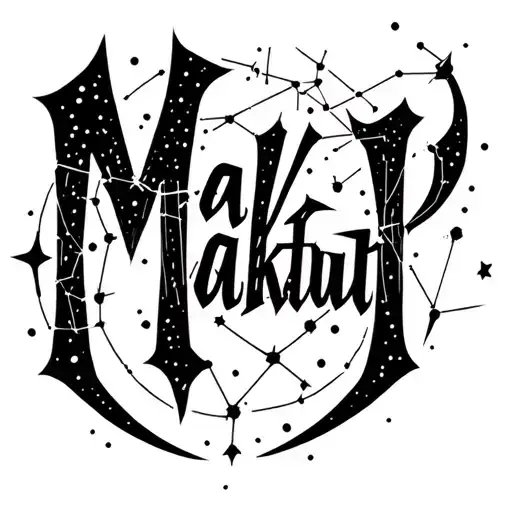 The Word 'Maktub' Written Above A Constellation
