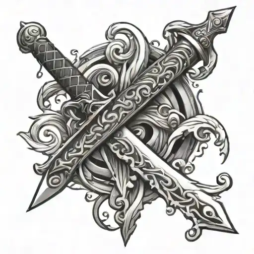 Sword Entertwined With Water Spiral