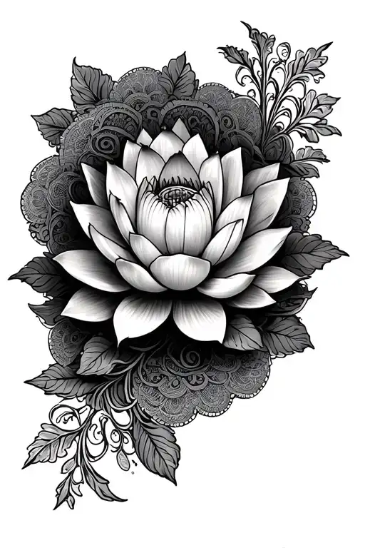 Name Incorporated With Lace And Lotus Flower