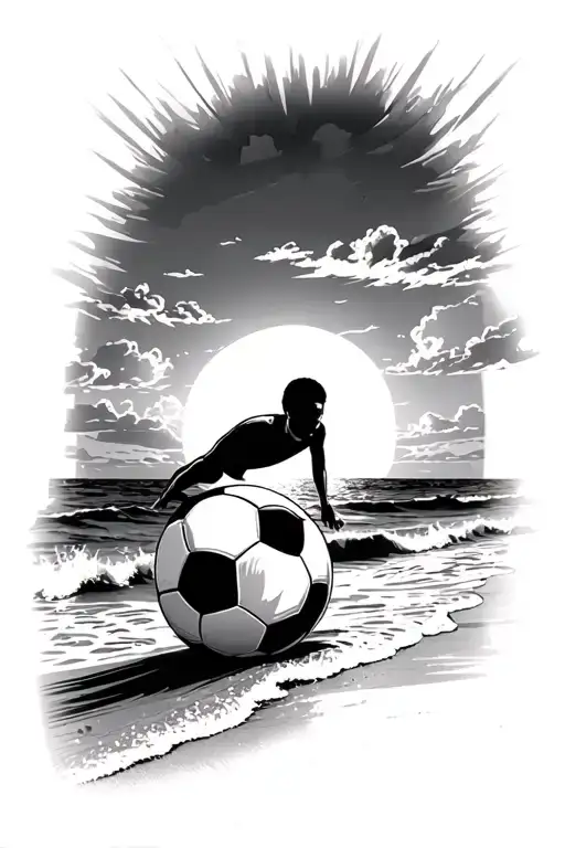 Soccer Beach Sun Setting