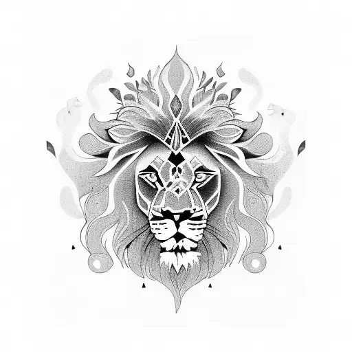 Lion Surround By Queen Of Night Flower