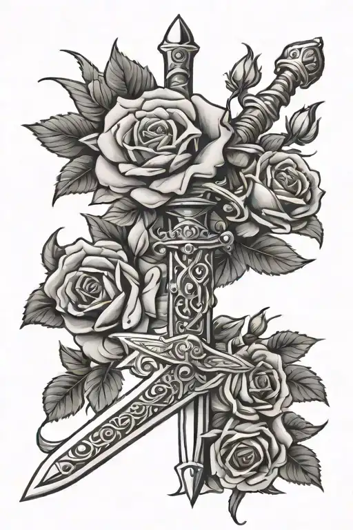 Sword With Roses And Thorns