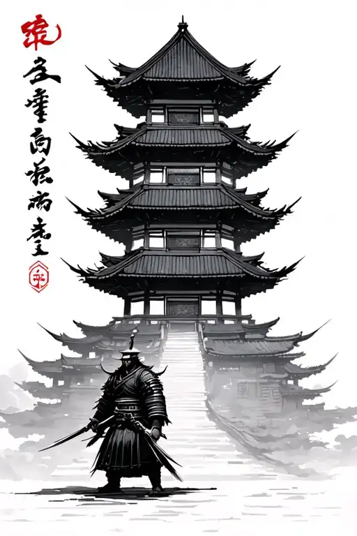 Samurai In Samurai Town Hall Tower