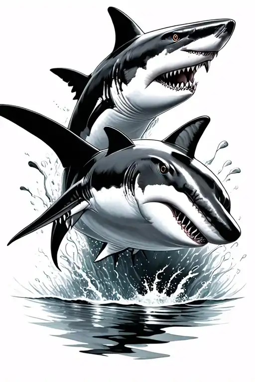 Sharks Swimming In The Water