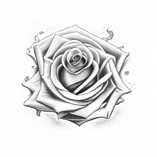 Skeleton Hand Holding Rose With Flames