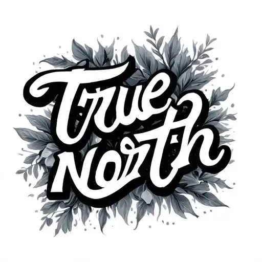 True North Word In Cursive Writing
