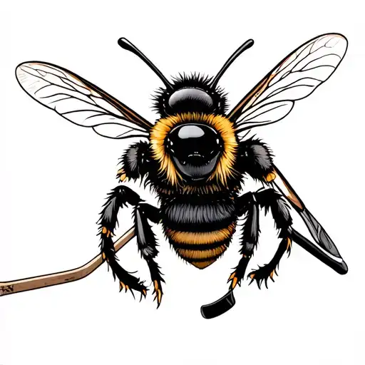 Bee Holding Hockey Stick