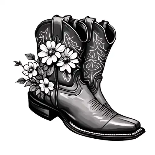Cowboy Boots With Flowers