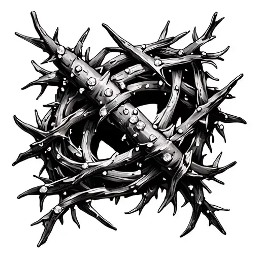 A Crown Of Thorns Laced With Tiny Diamonds Circling Around The Forearm