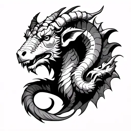 Ram With A Dragon In Background