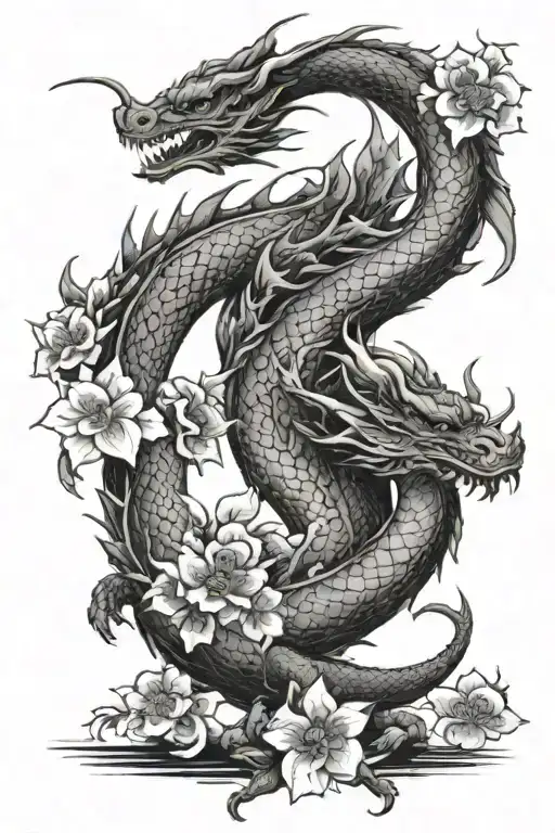 Dragon And Cherry Blossoms