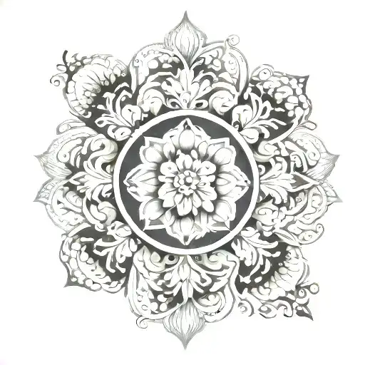Circular Floral Pattern Ornamental Mandala