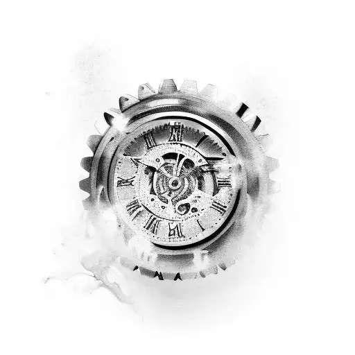A Melting Timepiece With Gears And Clock Hands
