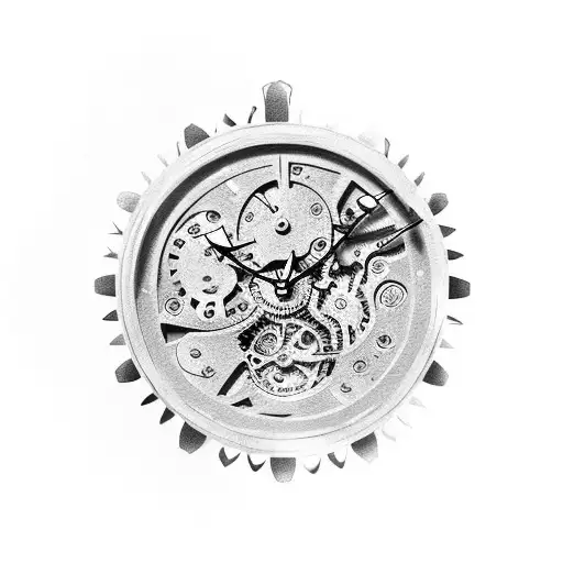 A Melting Timepiece With Gears And Clock Hands