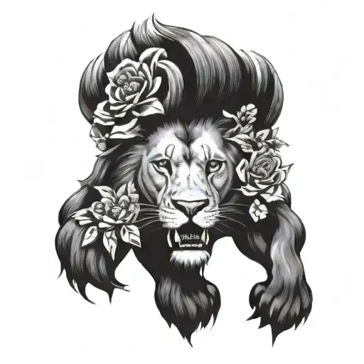 Lion And Flowers