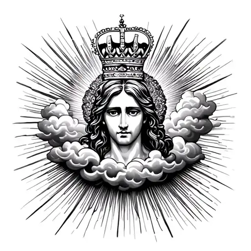Clouds With Rays And A Crown Of God