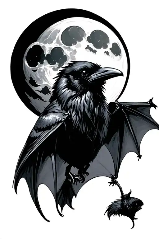 Raven Moon Upside Down Bat