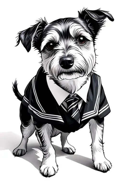 Dog In School Uniform Standing Like Human