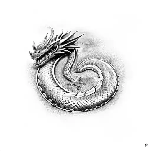 Realistic Dragon Coiled Around A Pocket Watch