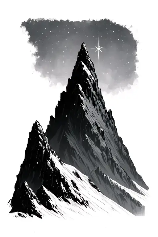 Lord Of The Rings Inspired Simple Mountain With North Star