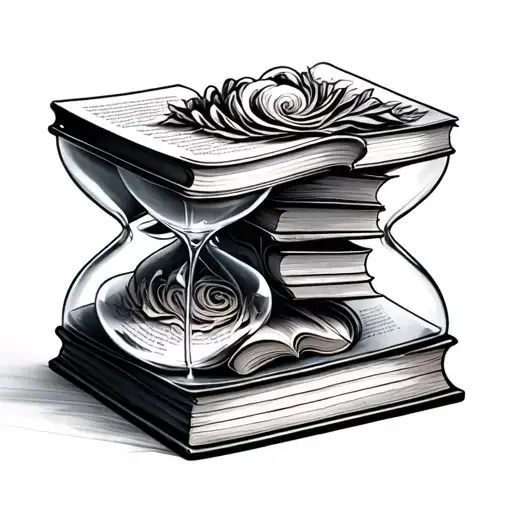 Books Inside An Hourglass Filled With Swirling