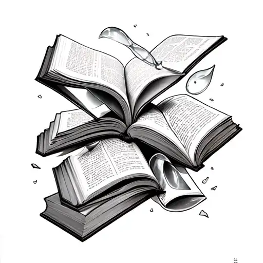 Books Falling Inside An Hourglass