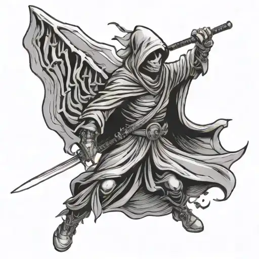 Grim Reaper Holding Javelin Missile Launching Into The Sky