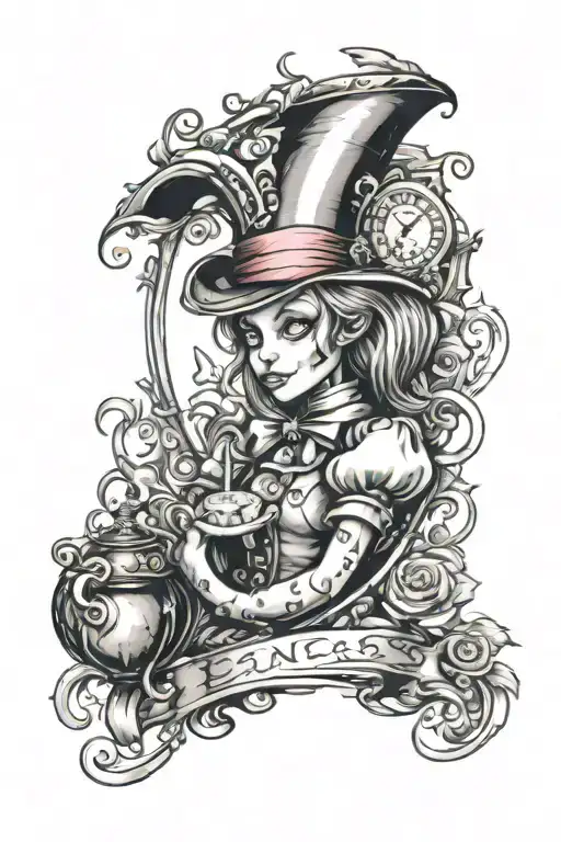 Creepy Psychedelic Alice In Wonderland Sleeve Done In New School Graffiti Style Art