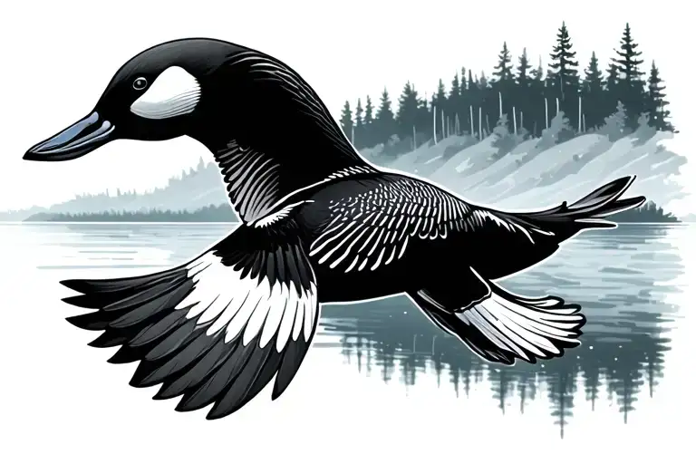 Loon Bird Flying Away