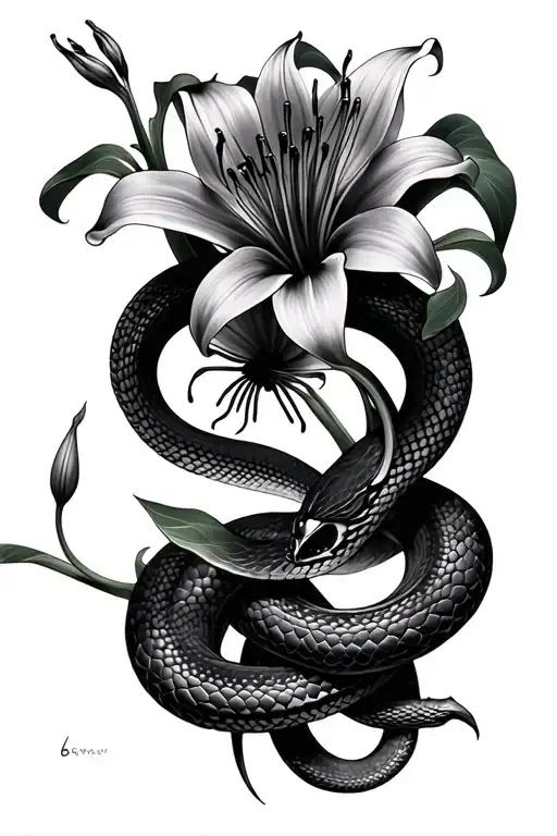 Spider Lilly Flowers And Snakes Intertwined