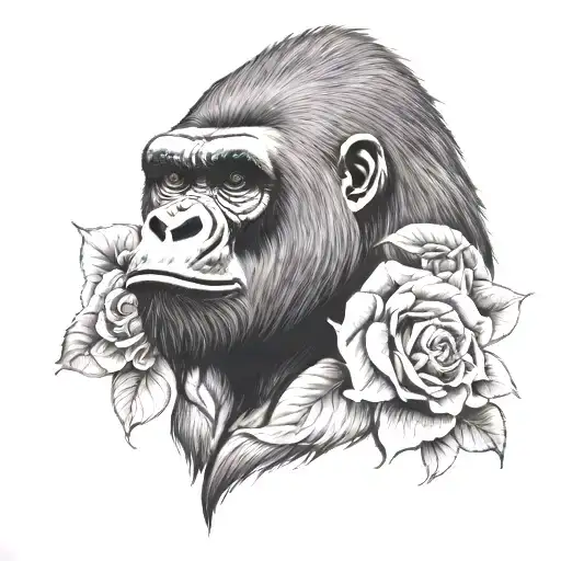 Gorilla With Roses