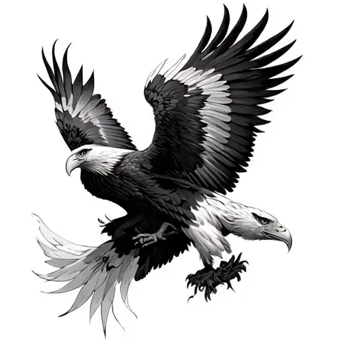 Eagle Fighting A Phoenix